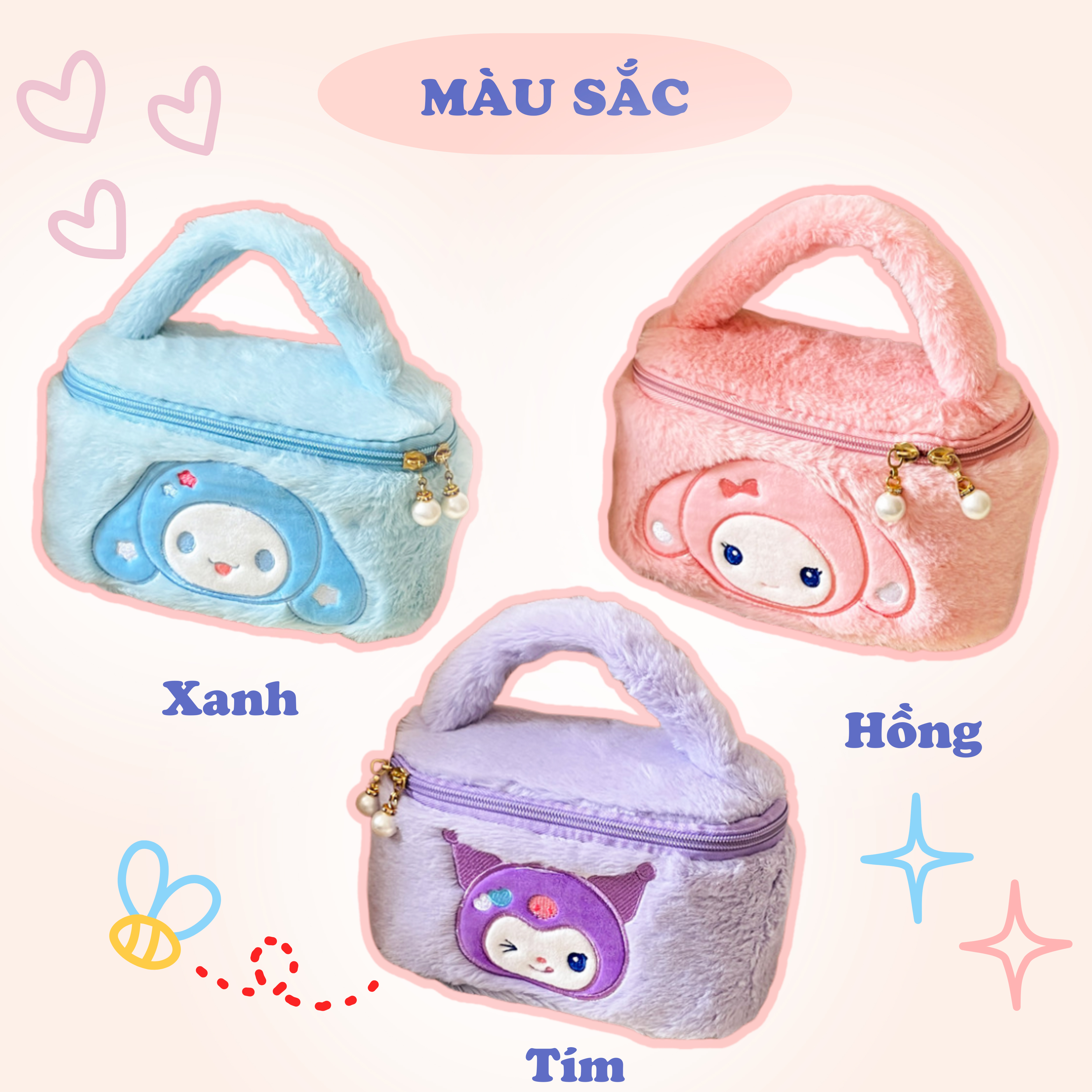Túi đựng mỹ phẩm nhiều họa tiết hoạt hình đáng yêu Baby-S, Túi xách cho bé phong cách Hàn Quốc xinh xắn - STX044