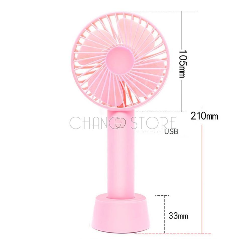 Quạt Cầm Tay Pin Sạc 4 Cánh 3 Tốc Độ Gió Có Đế Để Bàn, Quạt Để Bàn Pin Sạc USB Cao Cấp