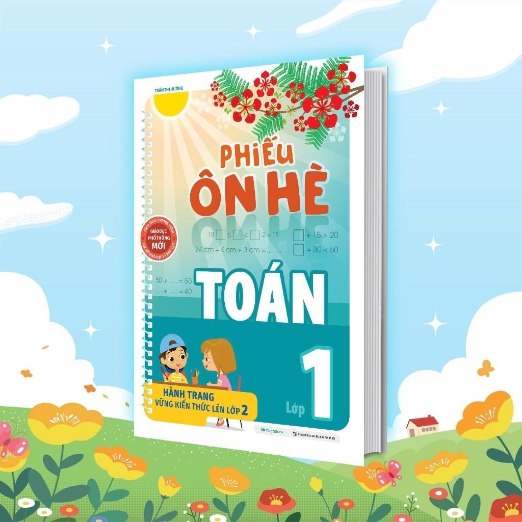 Sách - Phiếu Ôn Hè Toán + Tiếng Việt + Tiếng Anh Lớp 1 - Combo 3 Cuốn - Megabook