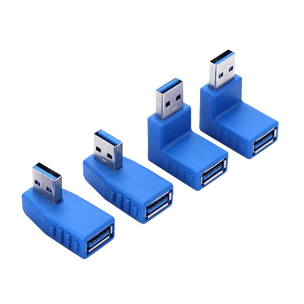 4PC USB A Male to Female Extension Cable 90 Degree Right Angle Adapter Plug