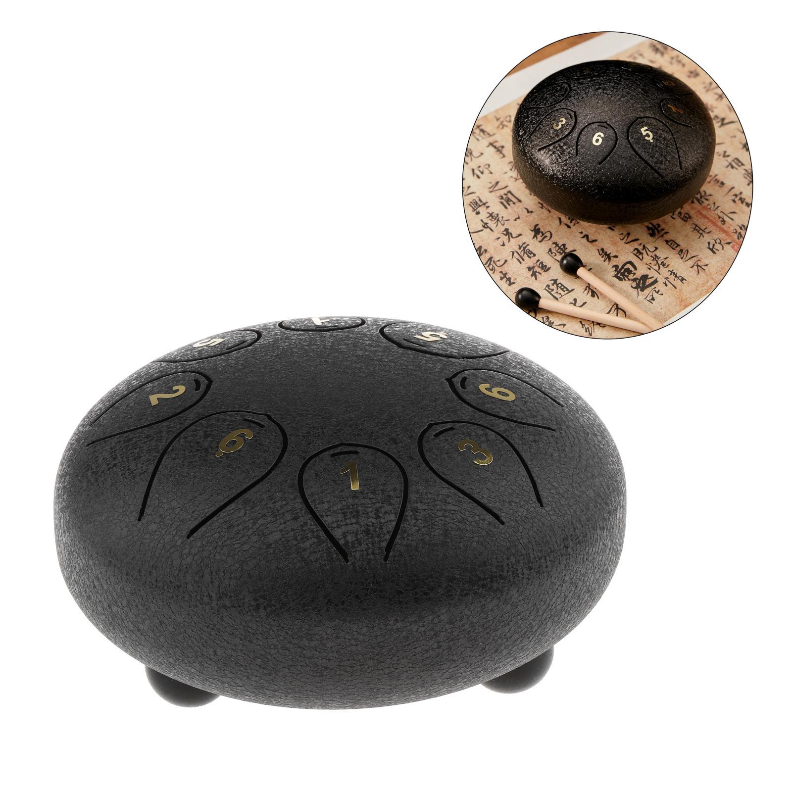 Steel Tongue Drum 6 inches 8 Notes C-Key Handpan Drum with Bag, Mallets Finger Sleeve for Musical Education Concert Yoga Meditation