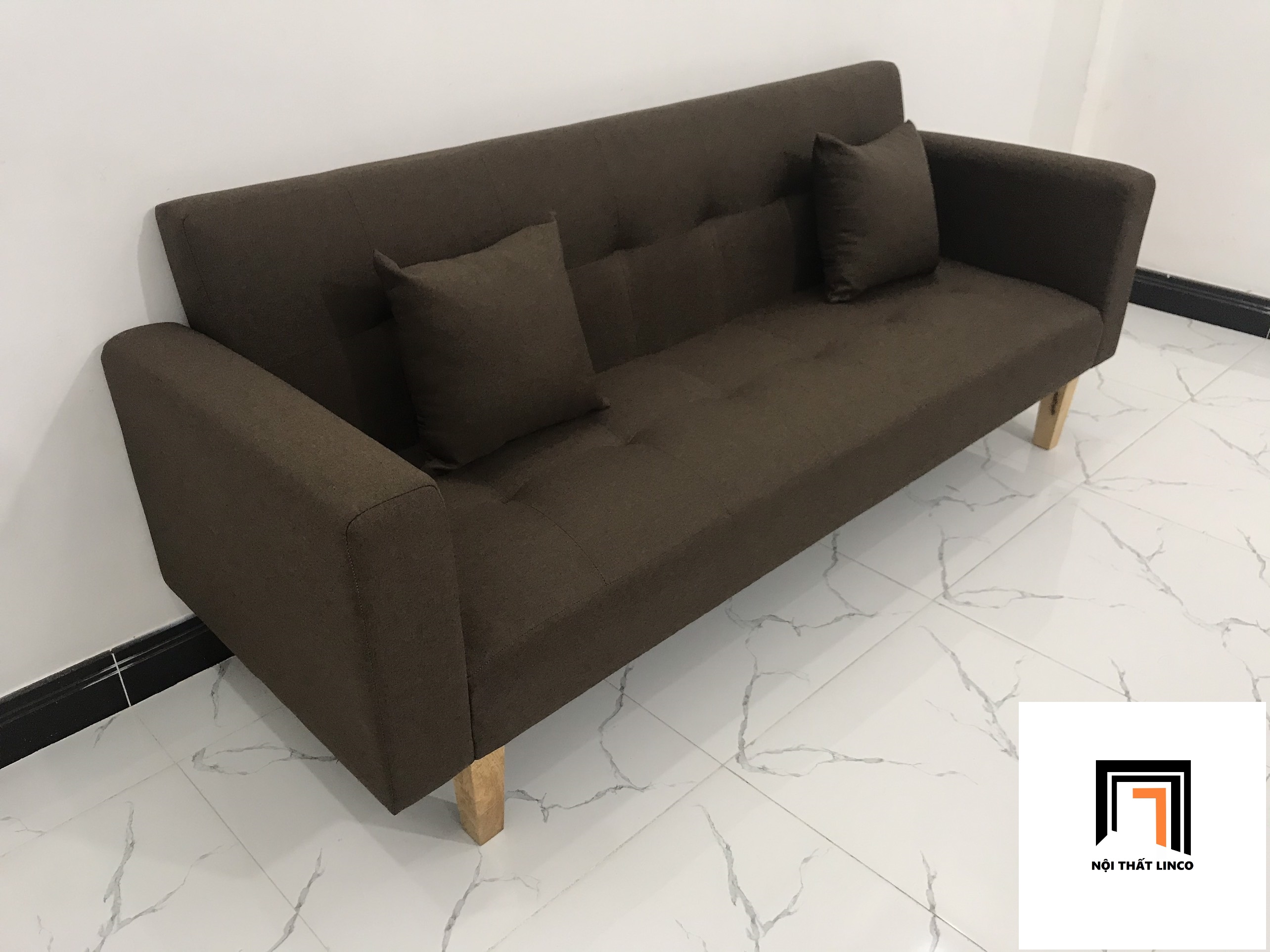 Ghế sofa băng giường nằm TV màu nâu đậm nhiều kích cỡ