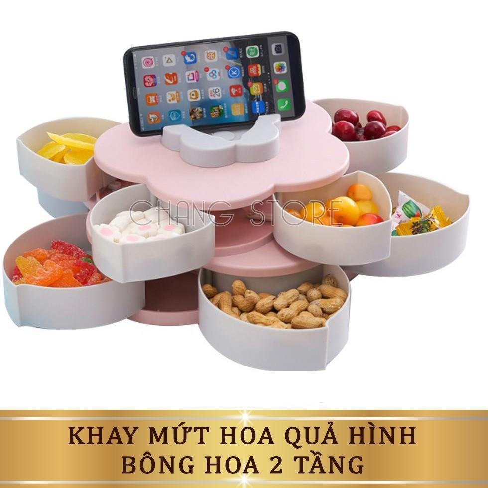Khay Mứt Tết 2 Tầng 10 Ngăn Hình Bông Hoa Đẹp Mắt Sang Trọng
