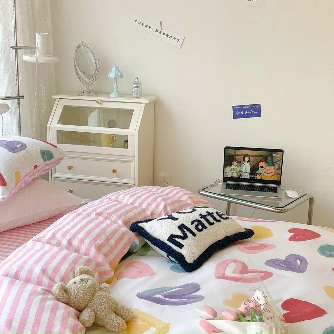 Bộ chăn ga gối cotton LIDACO PL1 - Tim 7 màu SP001444