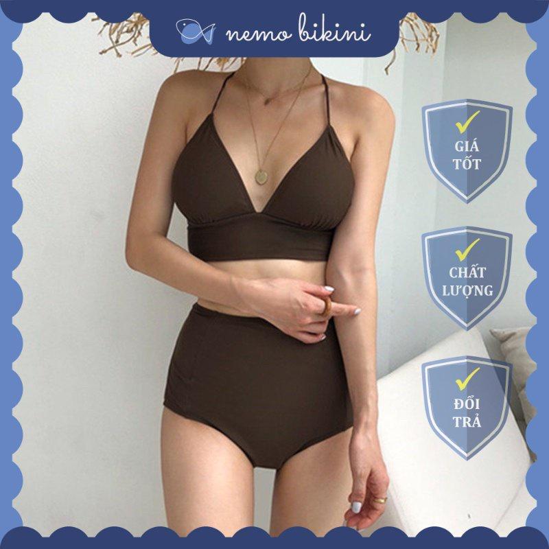 [HOẢ TỐC] Bikini, đồ bơi nữ 2 mảnh đi biển nâu dây đan lưng Ne