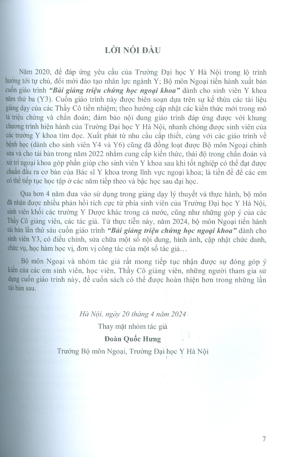 Bài Giảng Triệu Chứng Học Ngoại Khoa (Dùng cho sinh viên năm thứ ba) (Xuất bản lần thứ bảy có sửa chữa và bổ sung) - Trường Đại học Y Hà Nội - Bộ môn Ngoại