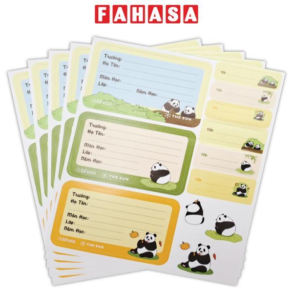 Nhãn Vở Fluffy Panda 3 Ô Kèm Sticker - The Sun (15 Nhãn)