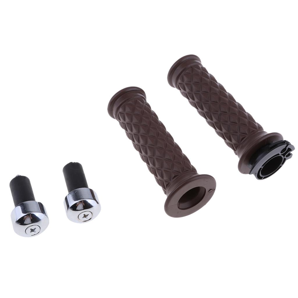 Pair of 7/8'' 22mm Black Motorcycle Handlebar Throttle Grips with Bar End