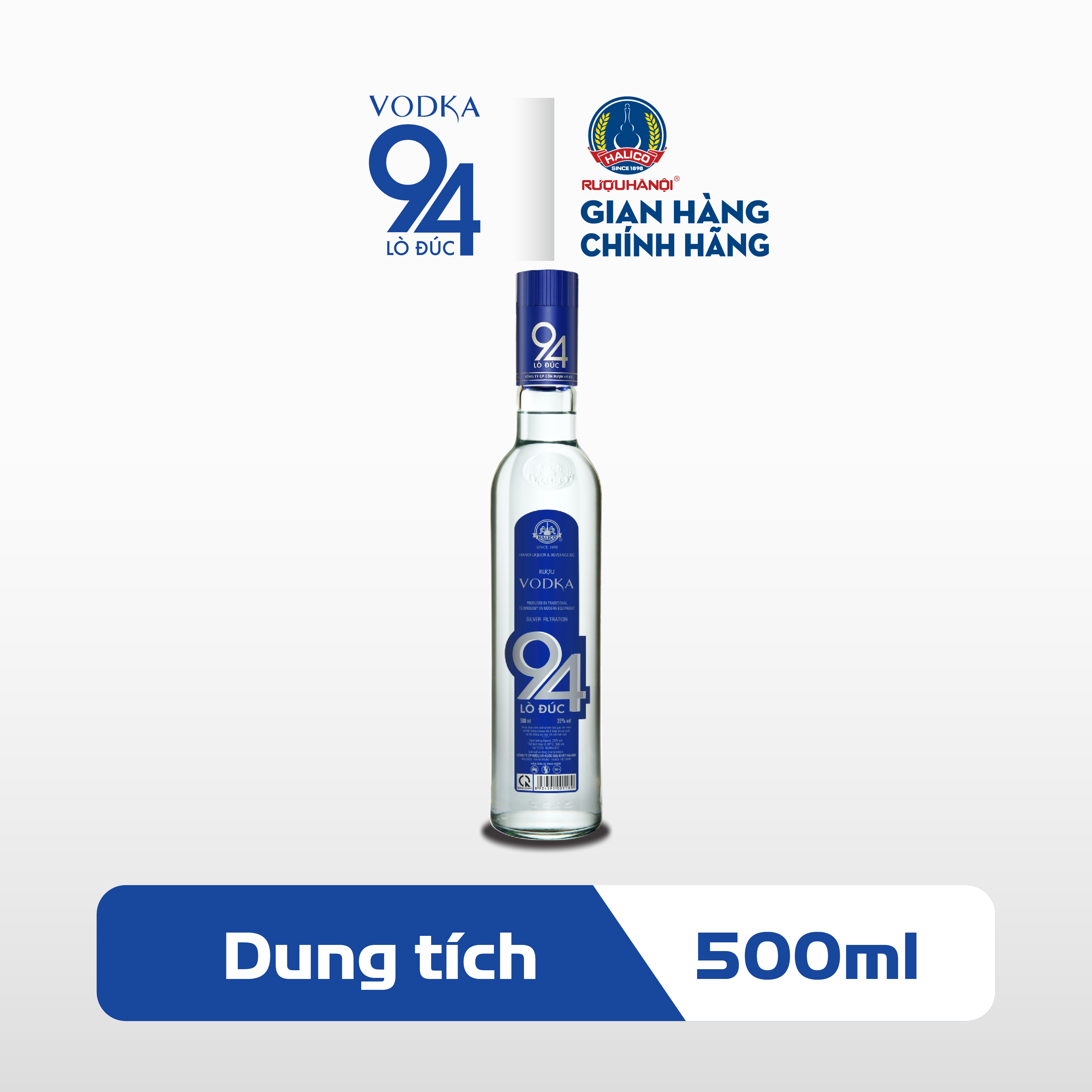 Rượu Vodka 94 Lò Đúc HALICO nồng độ 25% chai 500ml không kèm hộp