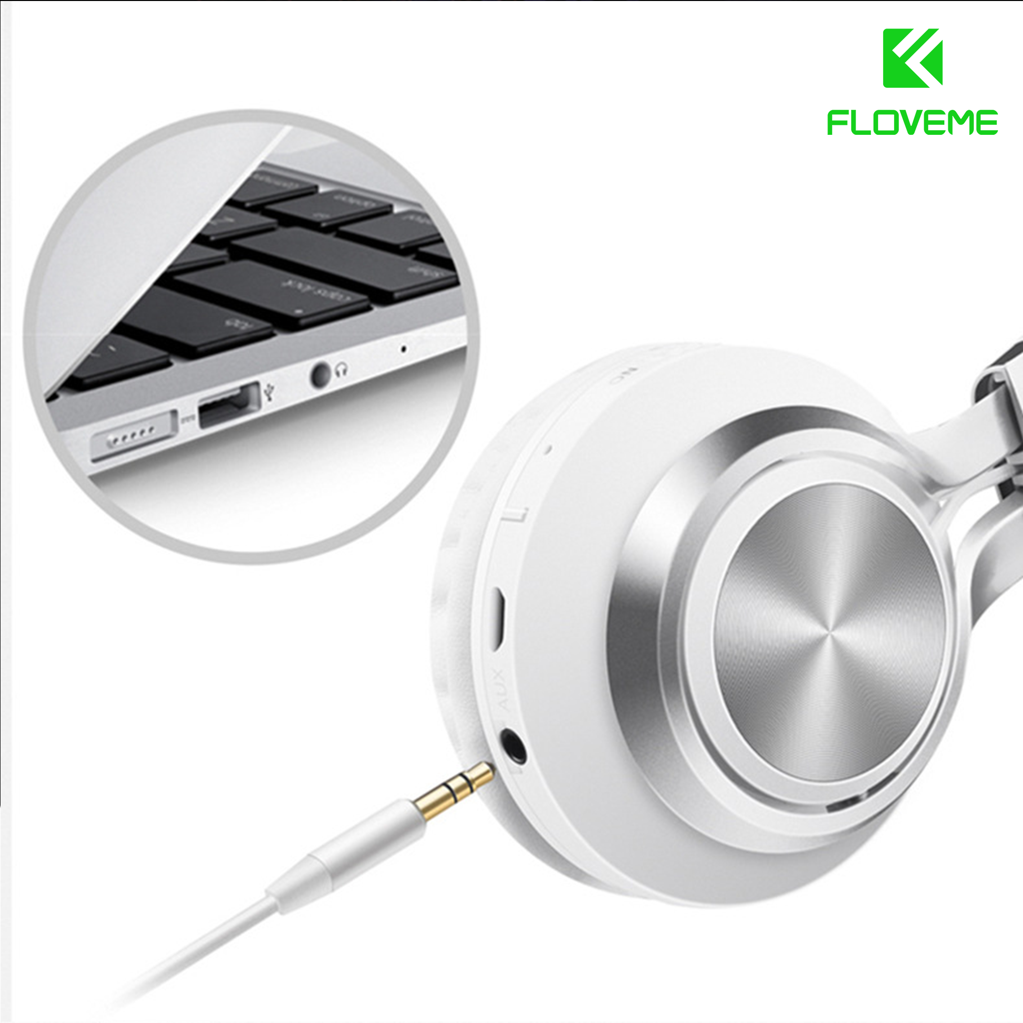 Tai nghe không dây Cao Cấp B06 FLOVEME - Dung lượng pin siêu lớn 1000 mAh - Giảm tiếng ồn - Công nghệ bluetooth 4.0 - Kết nối siêu nhạy -  Hàng chính hãng