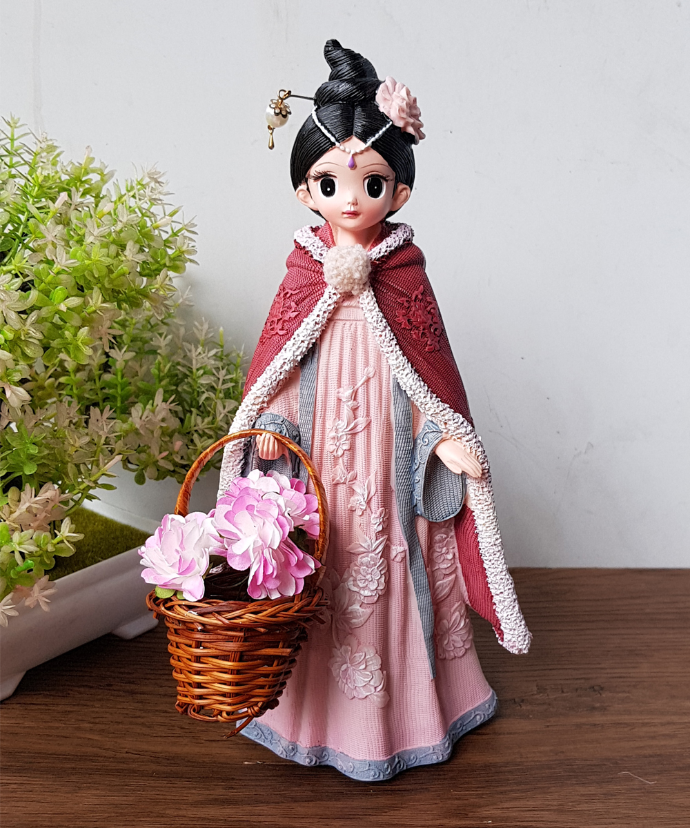 Bộ 02 tượng tiểu thư cổ trang Trung Hoa size 25cm 3D độc đáo