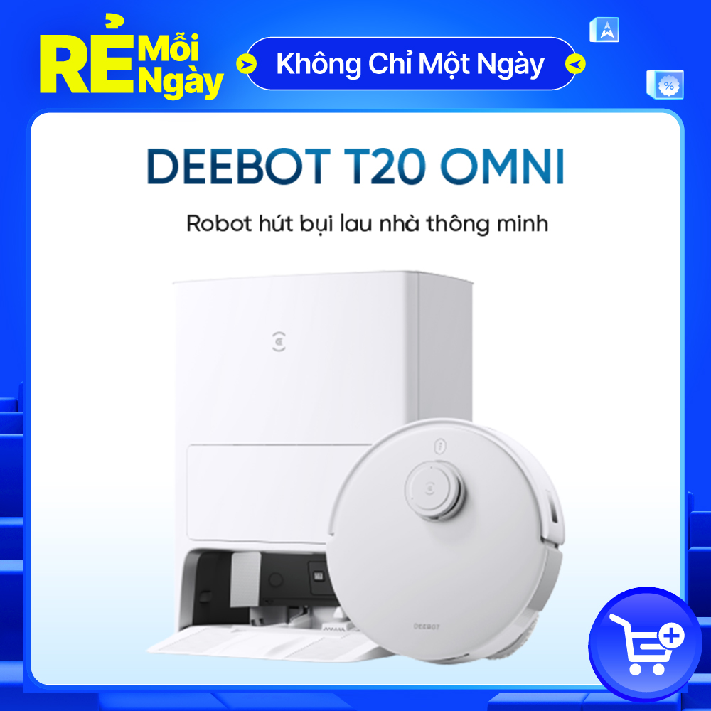 Robot hút bụi lau nhà Ecovacs Deebot T20 Omni_Lực hút 6000Pa_Bản quốc tế DLX23_Bảo hành chính hãng 24 tháng_Hàng chính hãng