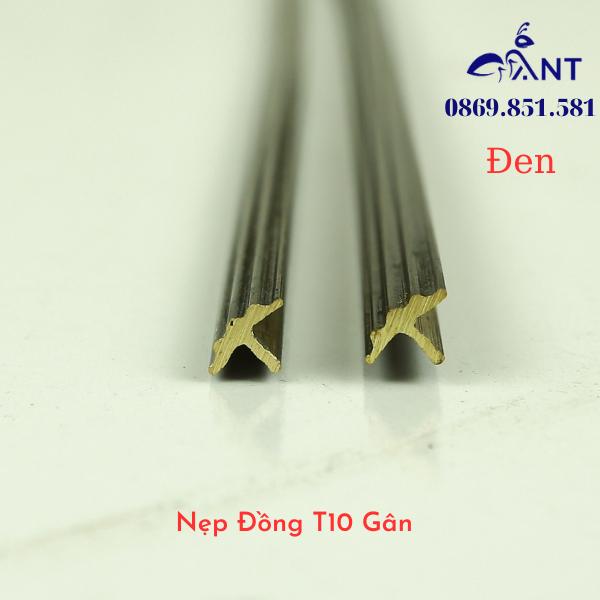 Nẹp Đồng T10 gân giả cổ Đen, Nẹp đồng chữ T, Nẹp đồng chống trơn, giá 1m