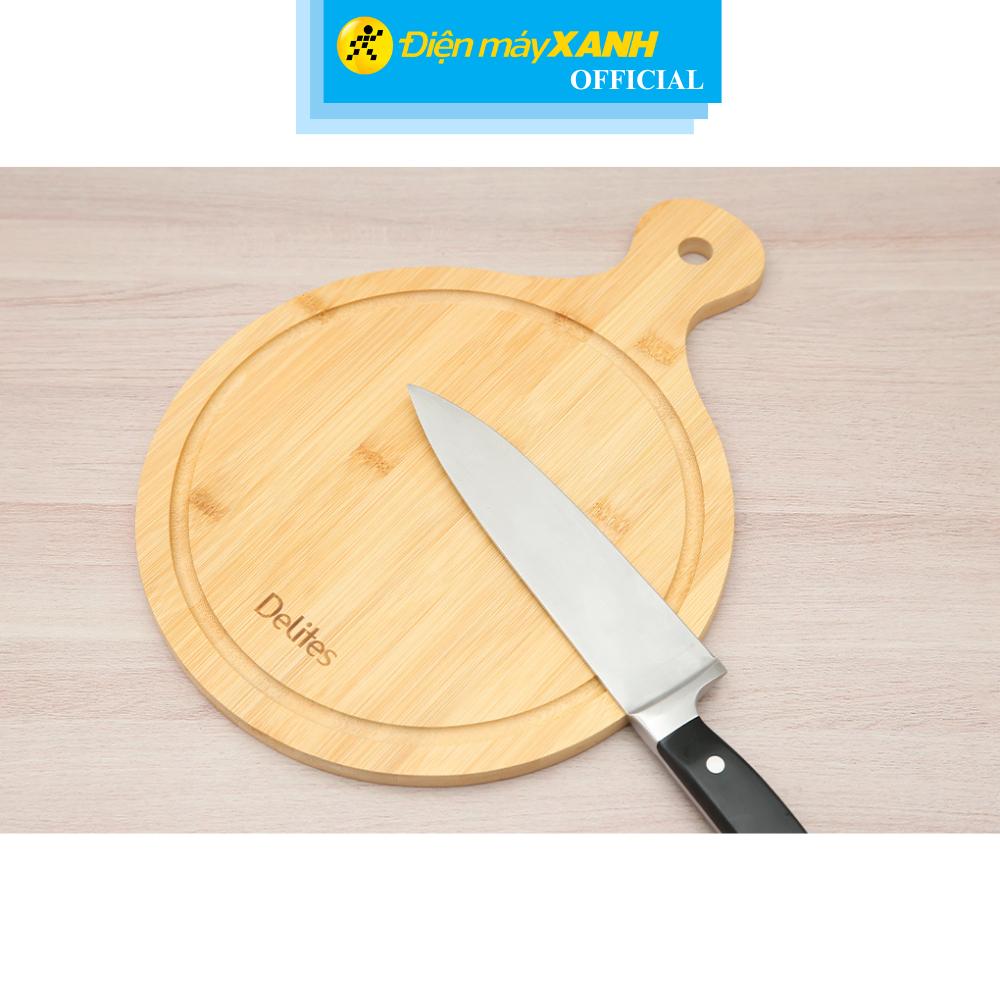 Thớt tre thái tròn có tay cầm 25 cm Delites 19102503-1 - Hàng Chính Hãng