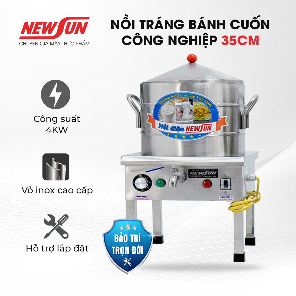 Nồi Tráng Bánh Cuốn 35Cm, Chất Liệu Inox Cao Cấp Bền Đẹp