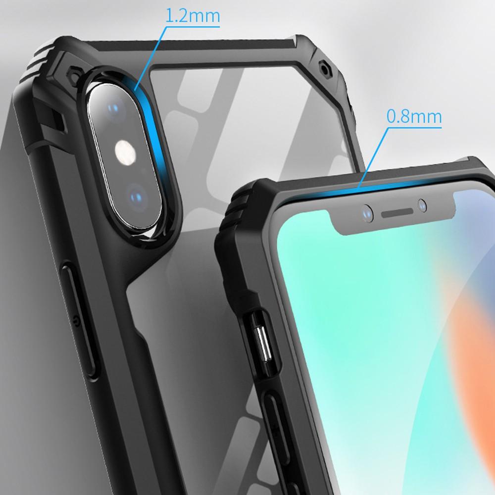 Ốp lưng cho iPhone 7 8 Plus X XR XS 11 Pro Max chống sốc viền màu mặt lưng trong suốt
