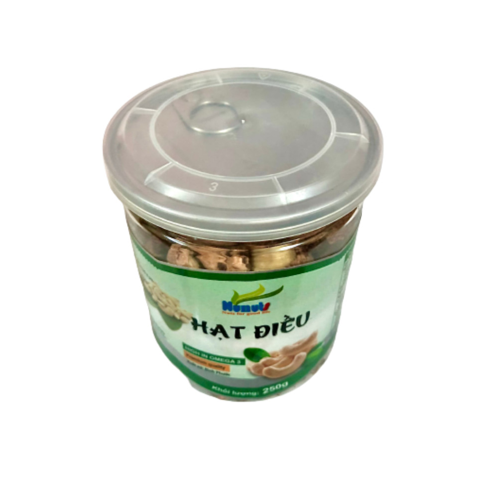 Hạt điều còn vỏ lụa Nunuts, loại nguyên hạt cao cấp, rang ít muối- hũ 250g