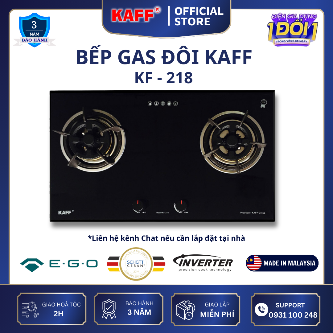 Bếp ga đôi KAFF KF-218 - Hàng chính hãng