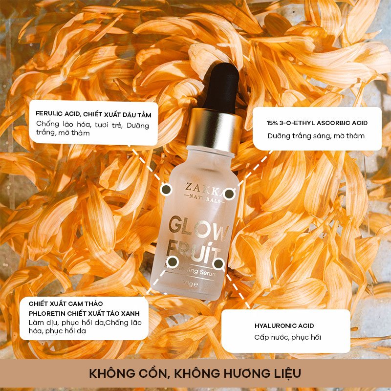 [PHIÊN BẢN TẾT] Serum Vitamin C Zakka Naturals GlowFruit+ Brightening Radiance Concentrate 20ml