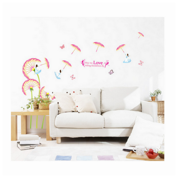 Decal Dán Tường Hoa Bồ Công Anh Hồng 2 PK254