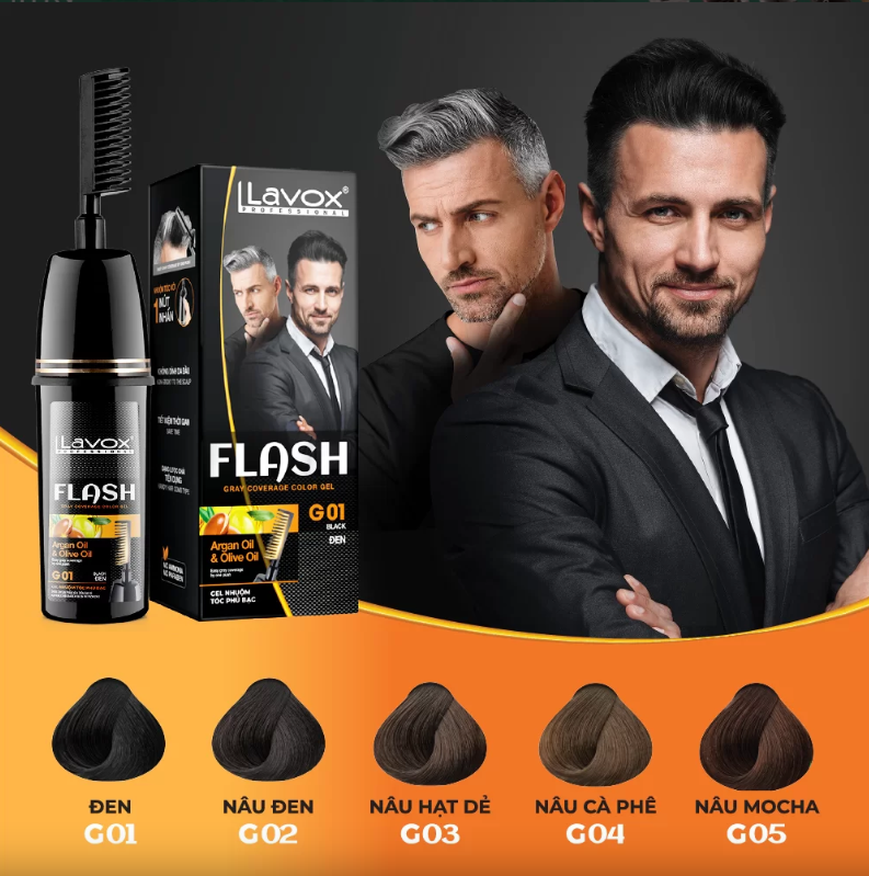 Gel Lược Nhuộm Phủ Bạc Argan Oil & Olive Oil Flash