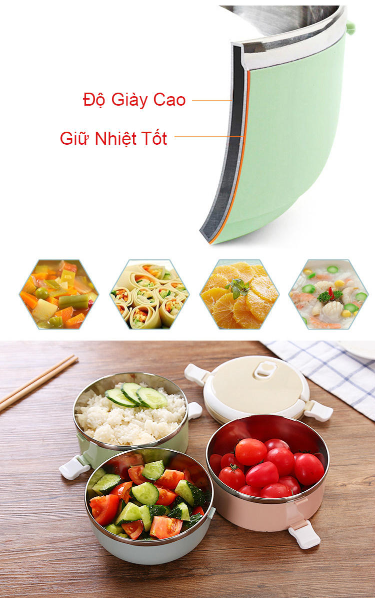 Hộp Đựng Cơm Cặp Lồng Cơm Giữ Nhiệt Lúa Mạch Ruột Inox Chất Lượng Số 1