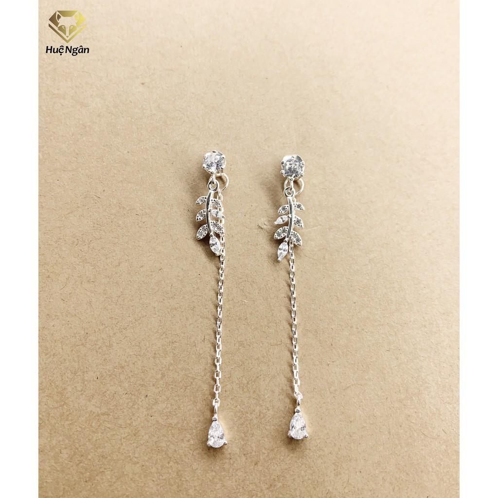 Bông tai bạc Ý 925 Huệ Ngân - Lá ô liu dáng dài RYE141086