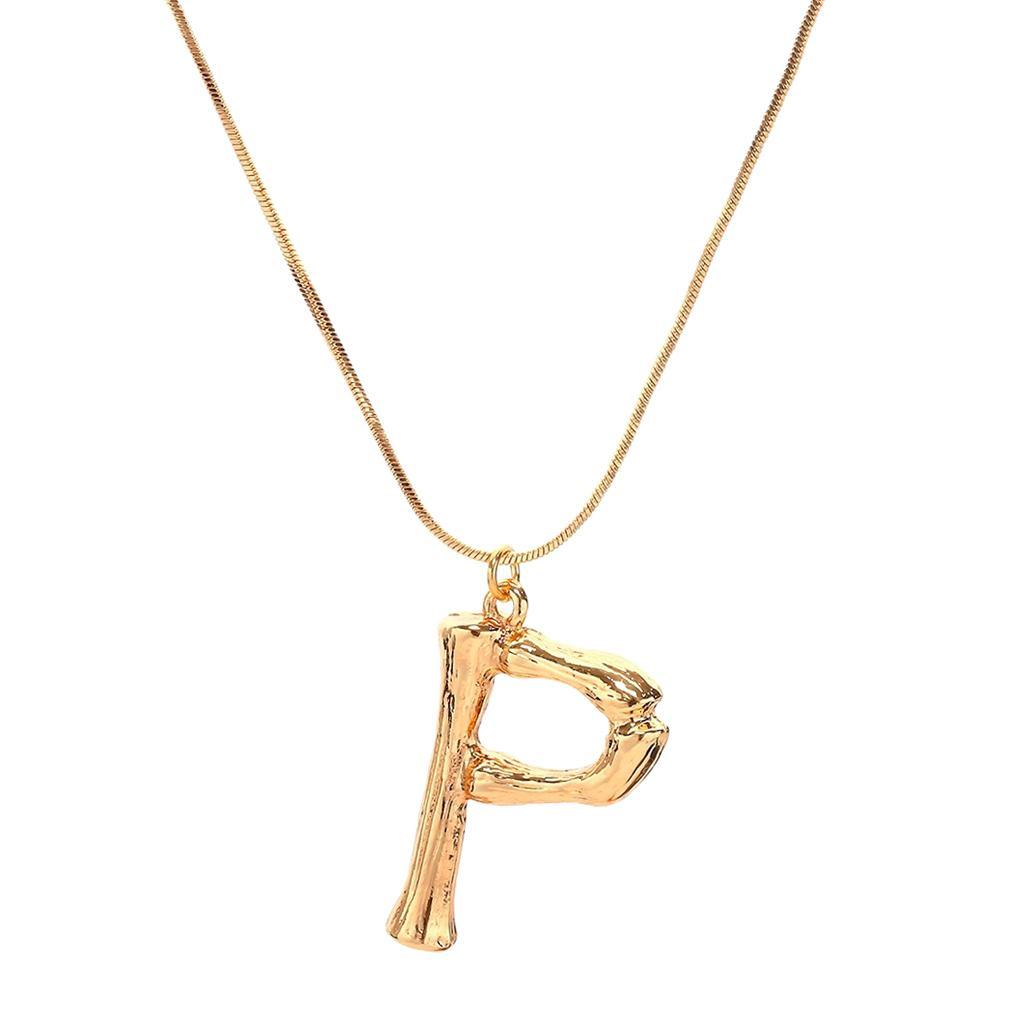 Gold Alphabet M-S Letter Pendant Necklace Snake Chain Necklace