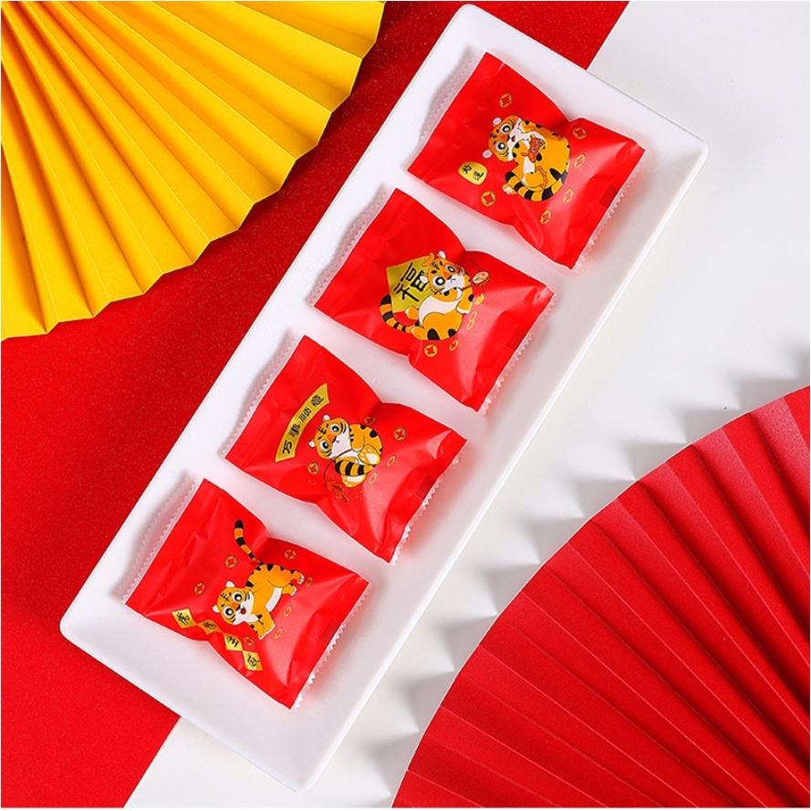 Túi đựng bánh cookie, túi đựng bánh quy hổ đỏ xấp 100cái