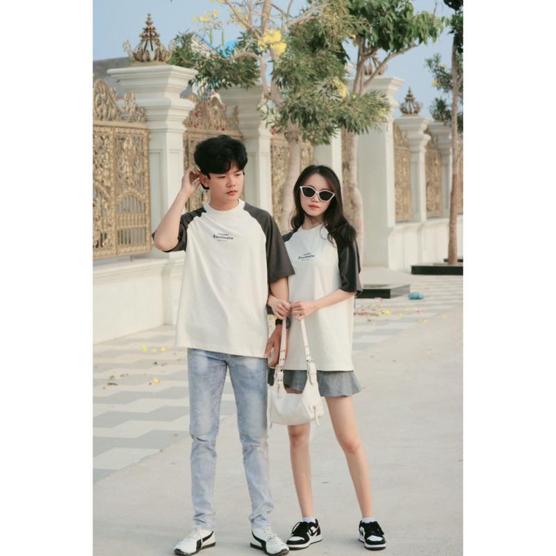 Áo thun raglan 100% cotton I'm your Soulmate, Áo phông unisex nam nữ oversized phối màu tay lỡ form rộng streetwear