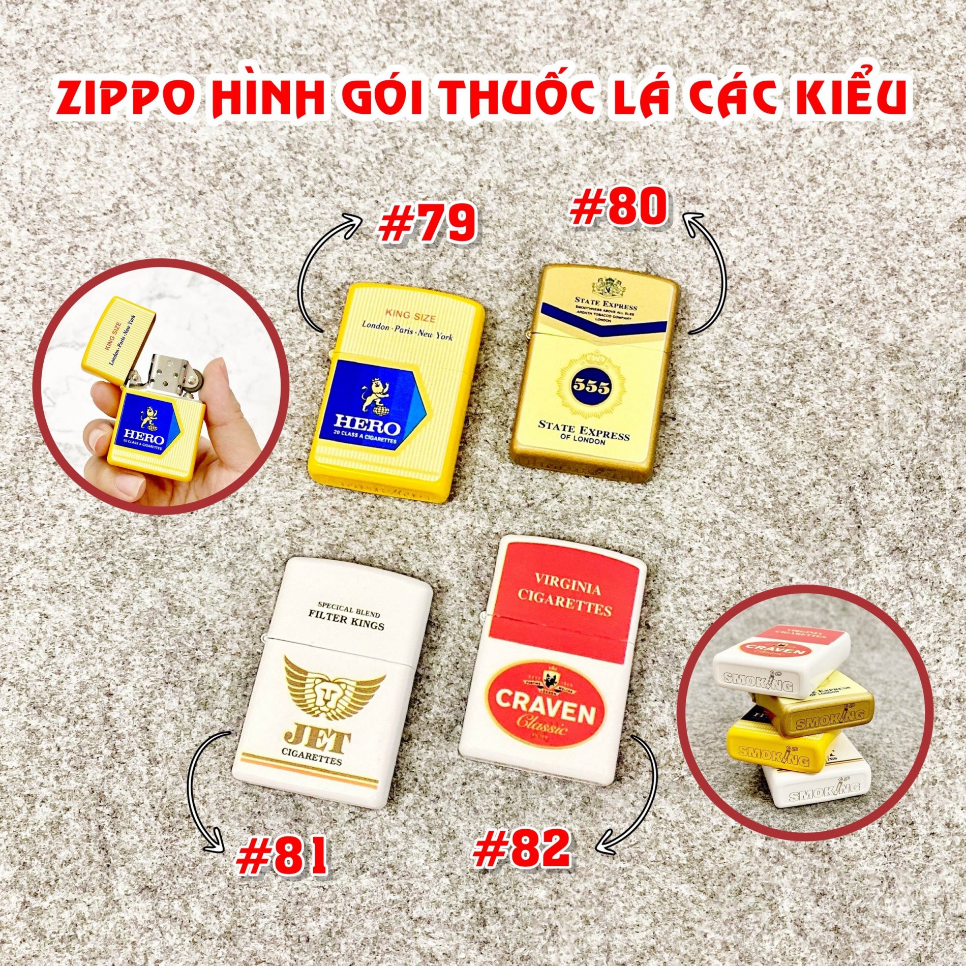 Hộp Quẹt Bật Lửa Zipo Hình Gói Thuốt Lá Con Mèo Hero JETT 3 số 5555 - Fullbox tặng Phụ Kiện