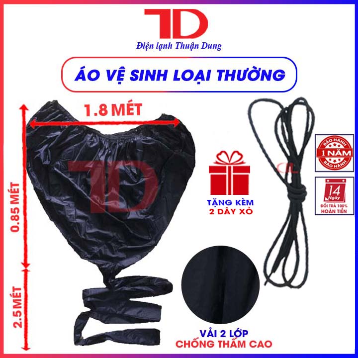 Túi vệ sinh máy lạnh, đuôi 2.5 mét, miệng 1.8 mét, áo bạt trùm rửađiều hòa treo tườn, dụng cụ vệ sinh máy lạnh, tặng kèm dây xỏ, hàng chính hãng, Điện Lạnh Thuận Dung