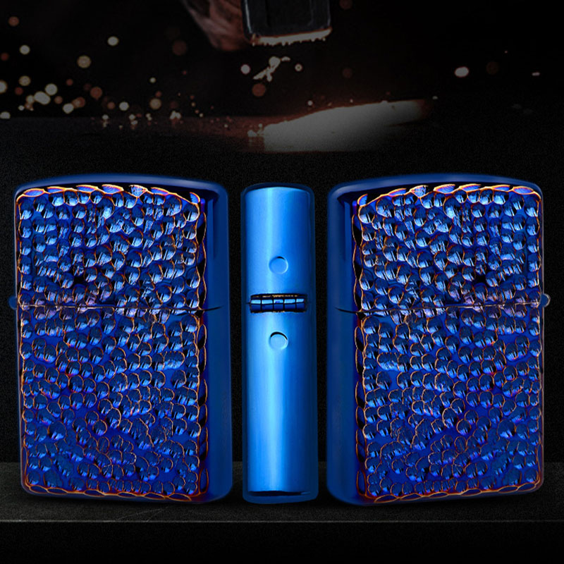 Hột Quẹt Bật Lửa Xăng Đá Chief CF1352L Họa Tiết Dung Nham Núi Lửa Cực Đẹp, Giữ Xăng Kín, Chắn Gió Tốt - Màu Xanh