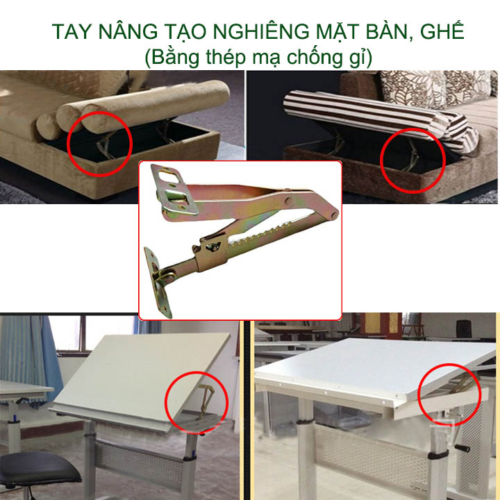 01 Tay nâng tạo nghiêng mặt bàn học, bàn làm việc, ghế, giường đa năng bằng thép dày mạ chống gỉ
