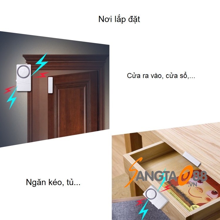 THIẾT BỊ BÁO ĐỘNG CHỐNG TRỘM SIÊU MINI, CÒI HÚ SIÊU LỚN CAO CẤP SF19R (Tặng đèn 4 led dán tủ dán cầu thang, gara ô tô cao cấp)