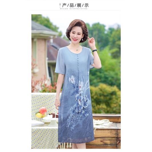 Váy suông dự tiệc trung niên nữ cho bà cho mẹ- đầm nữ chất liệu voan kiểu dáng sang trọng