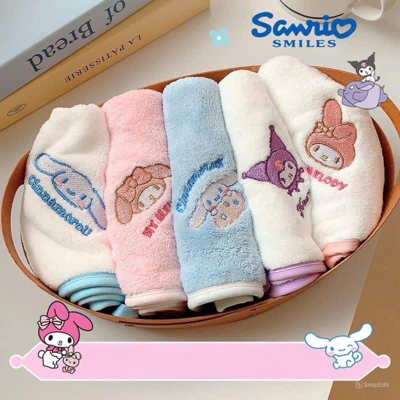 Set 5 Khăn Mặt Cực Xinh Kuromi - Chất Vải Mềm Mịn - An Toàn size 30x30