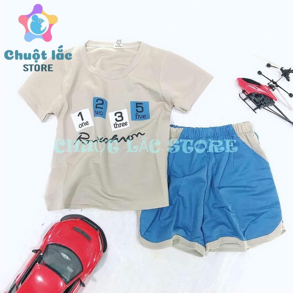 Bộ quần áo bé trai mùa hè chất cotton đũi mát mẻ hình số