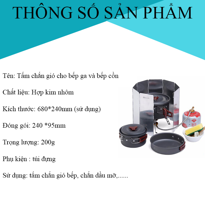 Tấm chắn gió mini size  (10 thanh) đa năng cho bếp ga và bếp cồn tiện lợi khi đi dã ngoại ngoài trời BB7134