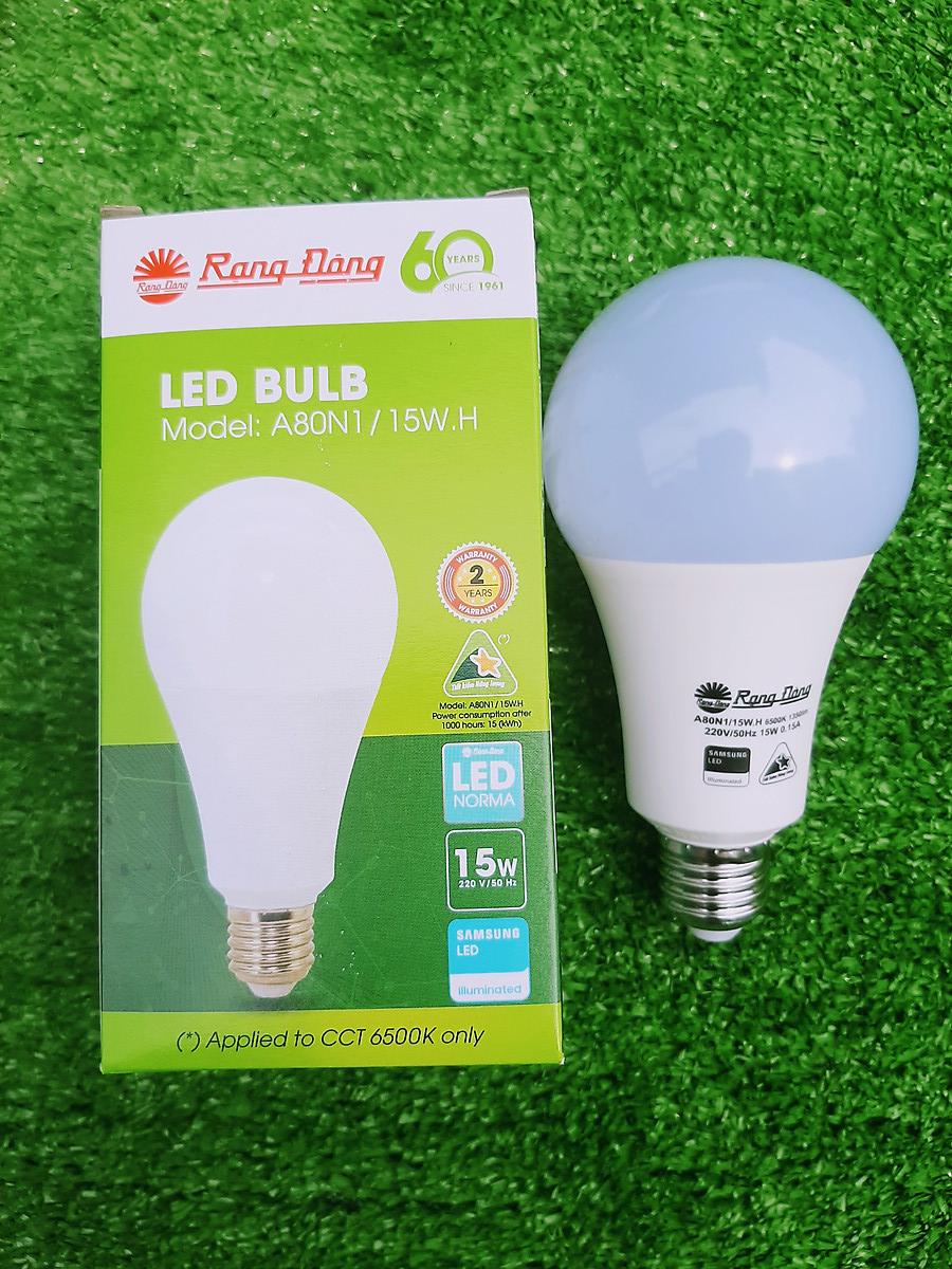 Bóng Đèn Led Buld Tròn Rạng Đông Công Suất 15W Ánh Sáng 3000K - 6500K - Ánh sáng trắng (6500K)