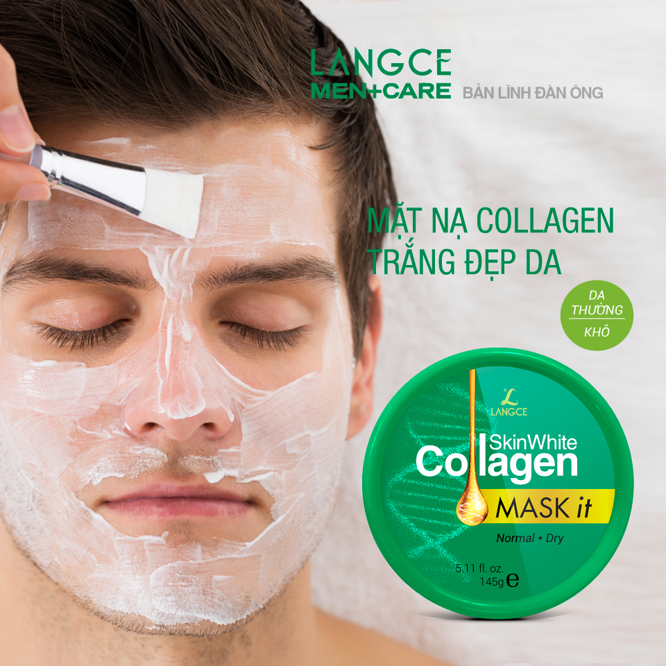 MẶT NẠ DƯỠNG TRẮNG COLLAGEN 145ml DA KHÔ - TEM XANH LANGCE dành cho Nam