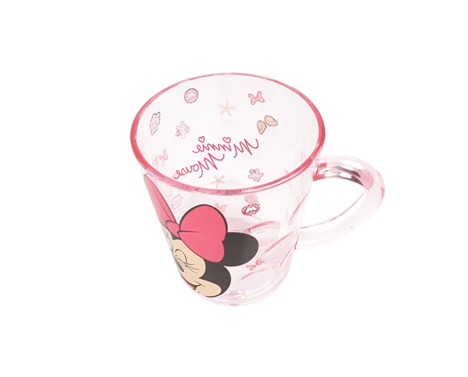 Ly quai cầm tay trong suốt hình chuột Minnie màu hồng siêu cute cho bé gái 260ml - 58VNDM2489