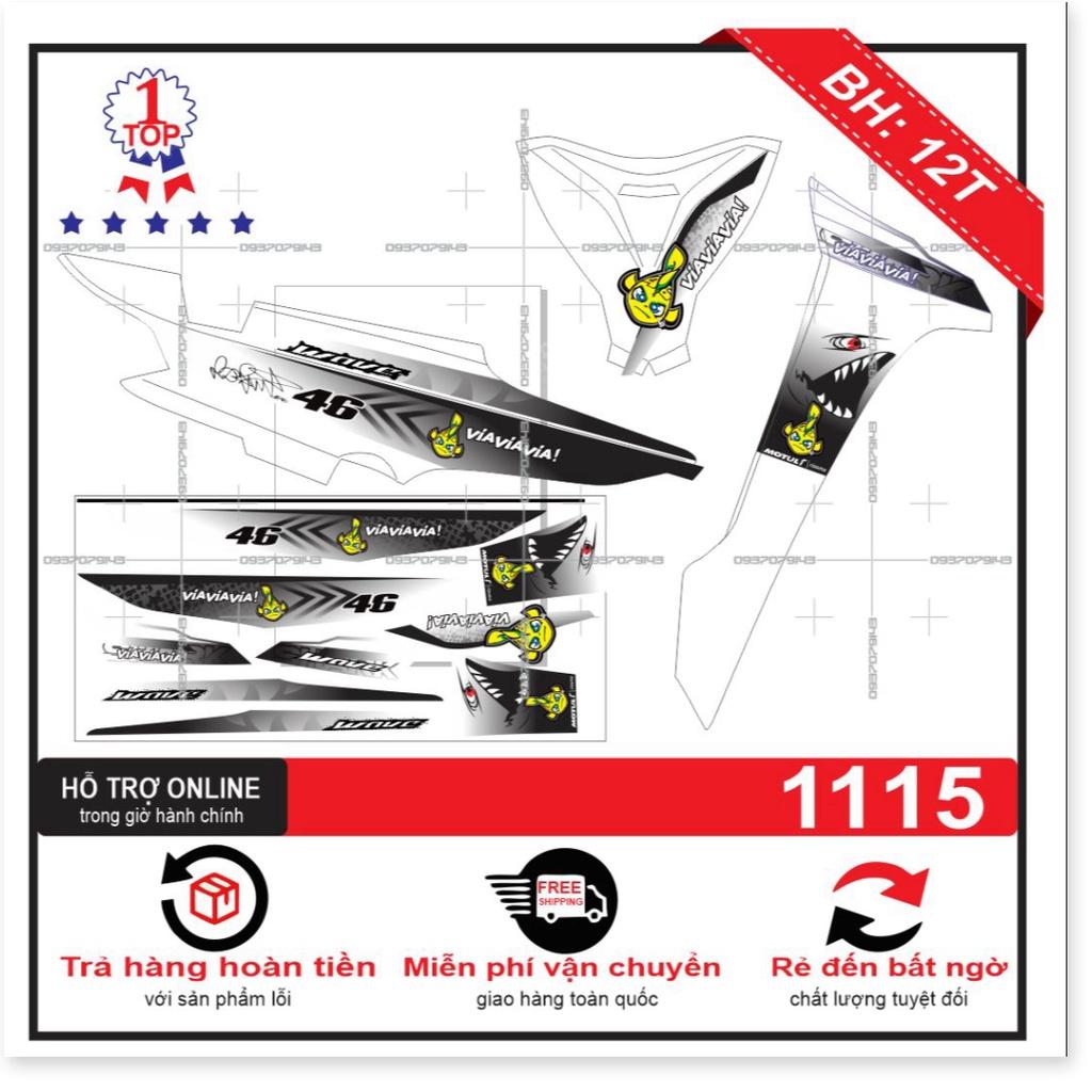 Tem rời wave 2017 cá mập dán xe trắng