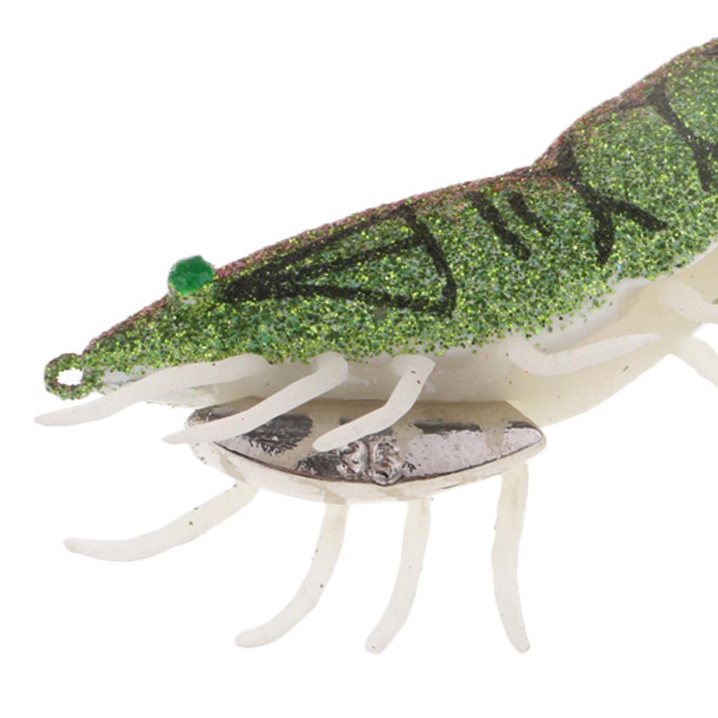 2pcs Glow In Dark Squid Jig Hooks Shrimp Fishing Lures W/ Luminous Soft Leg