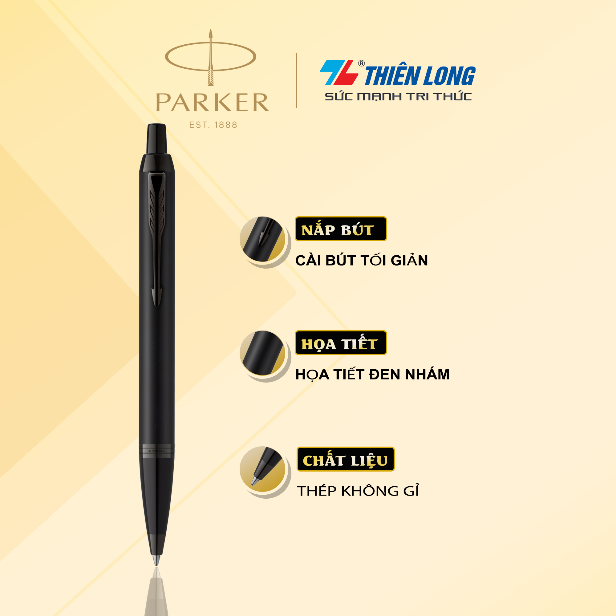 Bút bi cao cấp Parker IM Achromatic X-Matte Black BT TB-2127896 - Thép không gỉ