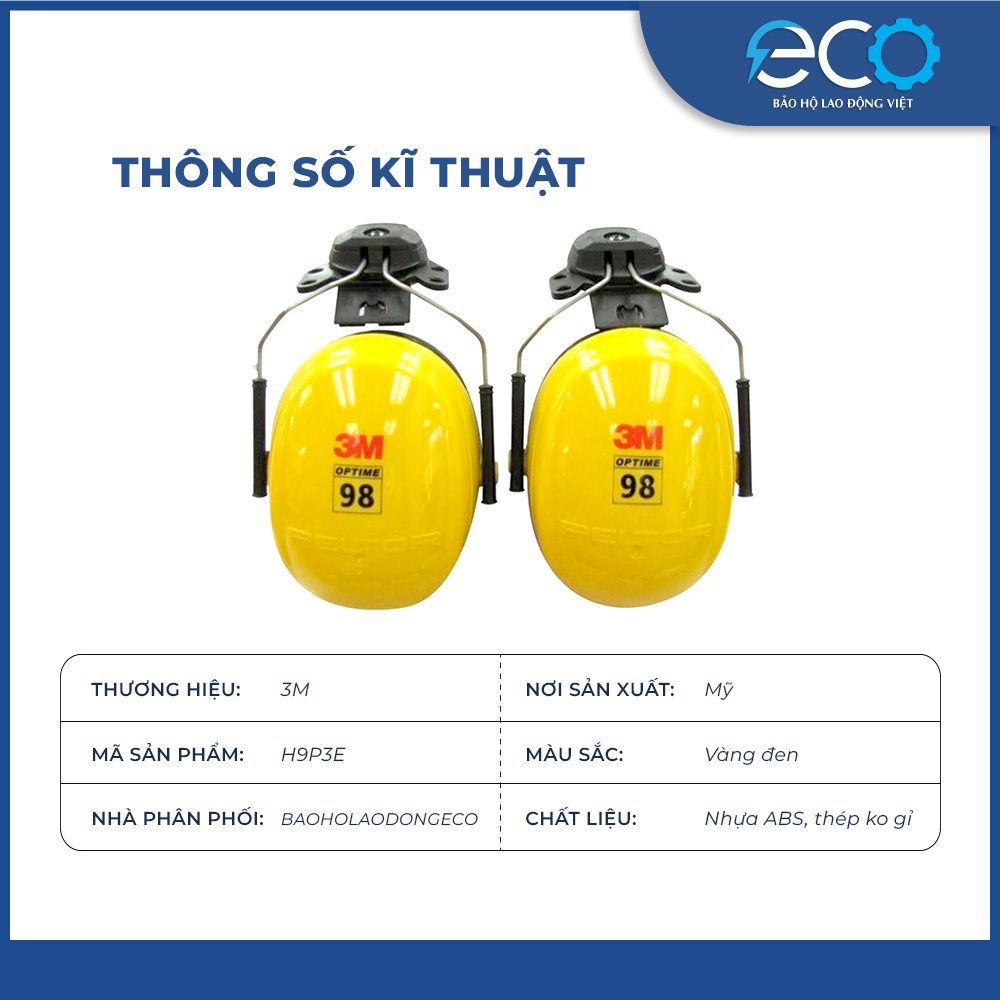 Chụp tai chống ồn 3M H9P3E gắn nón. Chụp tai chống ồn mang lại sự thoải mái khi sử dụng