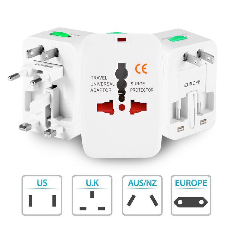 Bộ chuyển đổi phích cắm điện đa năng AU/EU/US/UK với 2 cổng USB