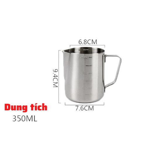 Ca đánh sữa Inox 304 cao cấp dung tích 350-550- 600ml pha latte tạo hình nghệ thuật cà phê Espresso dụng cụ pha chế