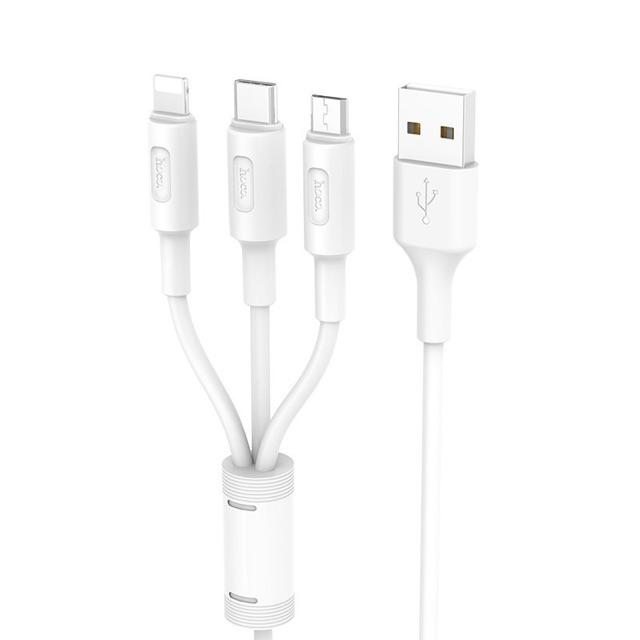 Cáp sạc Hoco X25: 3 trong 1 , micro usb và type C- 2A.-hàng chính hãng