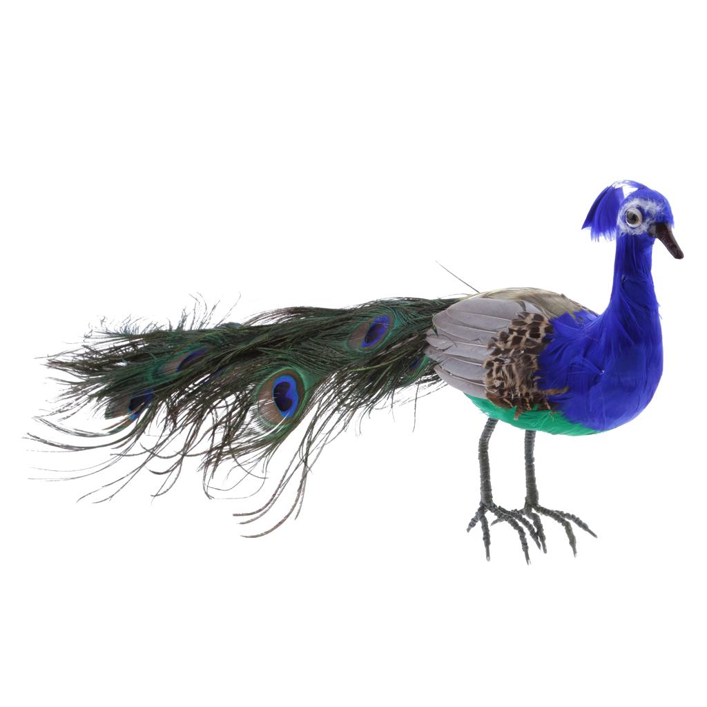 Fake Artificial Peacock Bird Feathered Realistic Garden Home Decor Ornament